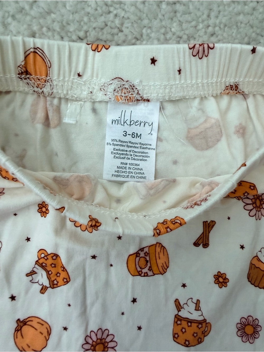 Milkberry Pink-Trim Pumpkin Print Baby Bodysuit & Pants Set - Picture 10 of 11